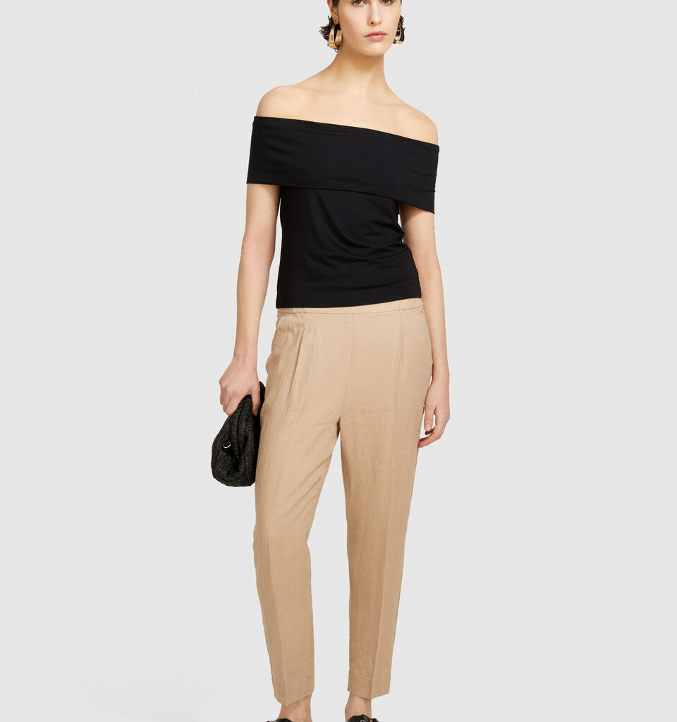 100% linen joggers - women's joggers - Beige | Sisley image number 1